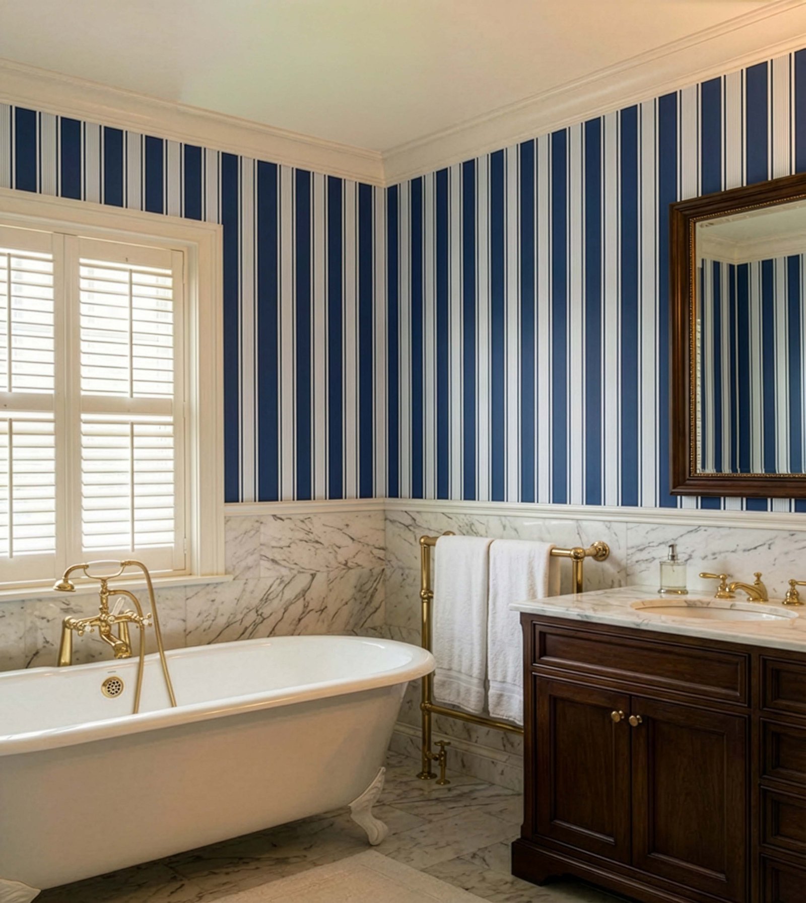 Oficina con empapelado elegante